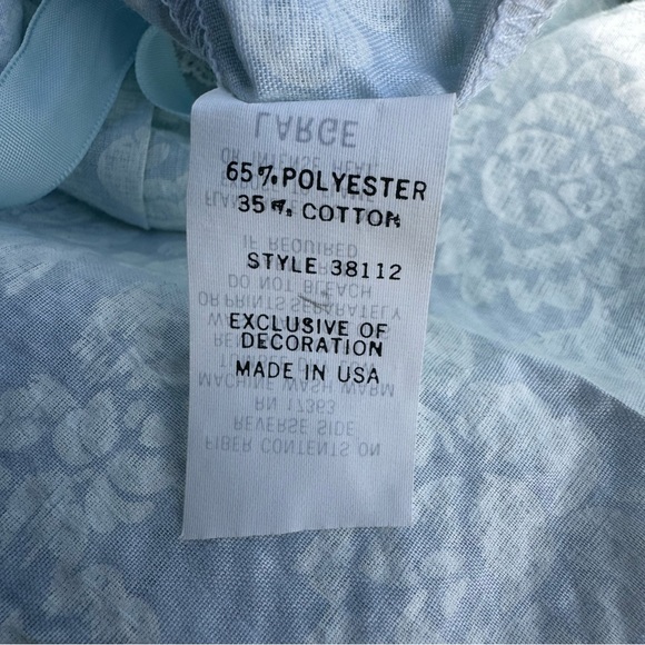 Vintage Komar Seersucker Housecoat Robe With Rose Buttons Size Large L Blue - Picture 9 of 11